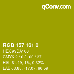 カラーコード: RGB 157 161 0 | qconv.com