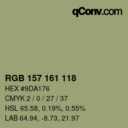 カラーコード: RGB 157 161 118 | qconv.com