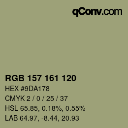 颜色代码: RGB 157 161 120 | qconv.com