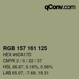 Código de color: RGB 157 161 125 | qconv.com