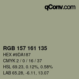 Código de color: RGB 157 161 135 | qconv.com