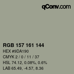 Color code: RGB 157 161 144 | qconv.com