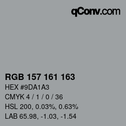 カラーコード: RGB 157 161 163 | qconv.com