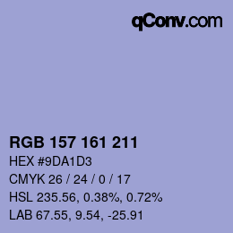 Color code: RGB 157 161 211 | qconv.com