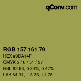 颜色代码: RGB 157 161 79 | qconv.com