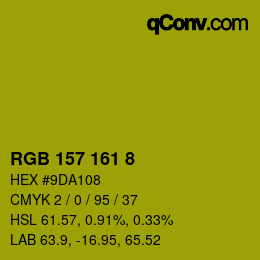 颜色代码: RGB 157 161 8 | qconv.com