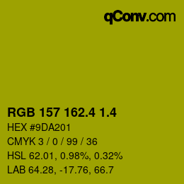 カラーコード: RGB 157 162.4 1.4 | qconv.com