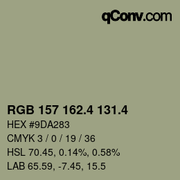 カラーコード: RGB 157 162.4 131.4 | qconv.com