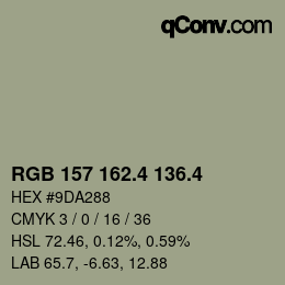 カラーコード: RGB 157 162.4 136.4 | qconv.com