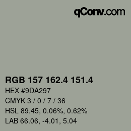 カラーコード: RGB 157 162.4 151.4 | qconv.com