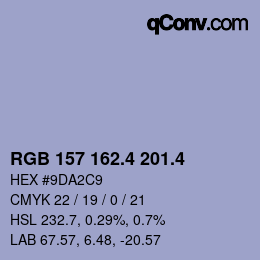カラーコード: RGB 157 162.4 201.4 | qconv.com