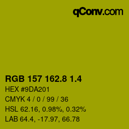 カラーコード: RGB 157 162.8 1.4 | qconv.com