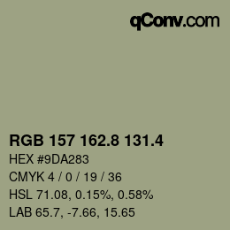 カラーコード: RGB 157 162.8 131.4 | qconv.com