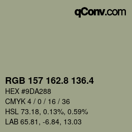 カラーコード: RGB 157 162.8 136.4 | qconv.com