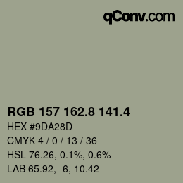 カラーコード: RGB 157 162.8 141.4 | qconv.com