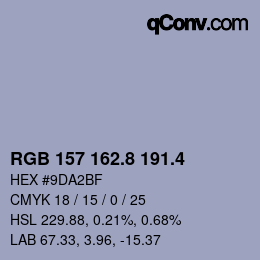 カラーコード: RGB 157 162.8 191.4 | qconv.com