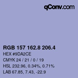 カラーコード: RGB 157 162.8 206.4 | qconv.com