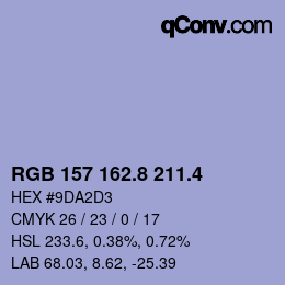カラーコード: RGB 157 162.8 211.4 | qconv.com