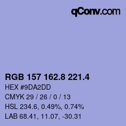 カラーコード: RGB 157 162.8 221.4 | qconv.com