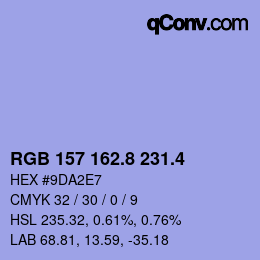カラーコード: RGB 157 162.8 231.4 | qconv.com