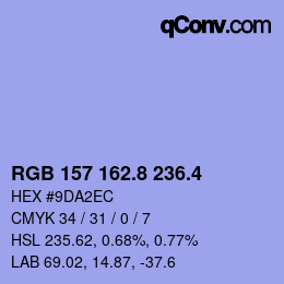 カラーコード: RGB 157 162.8 236.4 | qconv.com