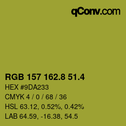 カラーコード: RGB 157 162.8 51.4 | qconv.com