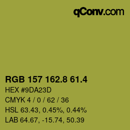 カラーコード: RGB 157 162.8 61.4 | qconv.com
