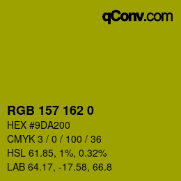 颜色代码: RGB 157 162 0 | qconv.com