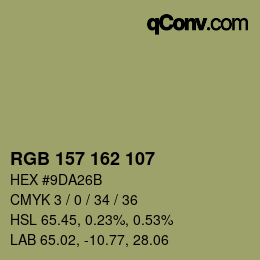 Farbcode: RGB 157 162 107 | qconv.com
