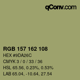 カラーコード: RGB 157 162 108 | qconv.com