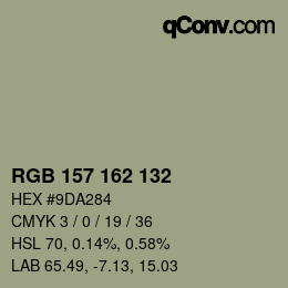 カラーコード: RGB 157 162 132 | qconv.com