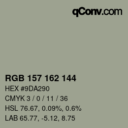 颜色代码: RGB 157 162 144 | qconv.com