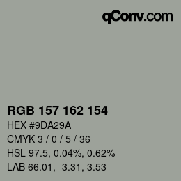 カラーコード: RGB 157 162 154 | qconv.com