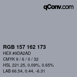Color code: RGB 157 162 173 | qconv.com