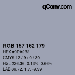 Color code: RGB 157 162 179 | qconv.com