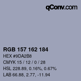 Color code: RGB 157 162 184 | qconv.com