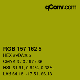 Color code: RGB 157 162 5 | qconv.com