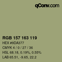 カラーコード: RGB 157 163 119 | qconv.com