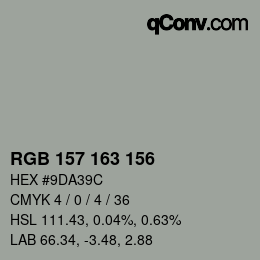 カラーコード: RGB 157 163 156 | qconv.com