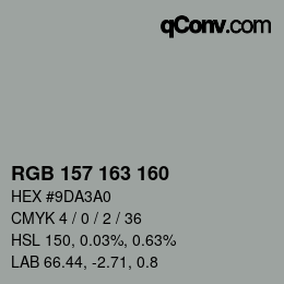 Color code: RGB 157 163 160 | qconv.com