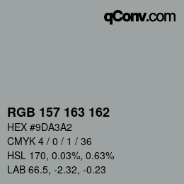 Color code: RGB 157 163 162 | qconv.com