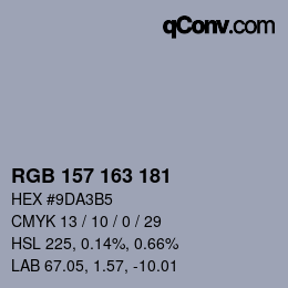 カラーコード: RGB 157 163 181 | qconv.com