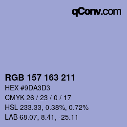 颜色代码: RGB 157 163 211 | qconv.com