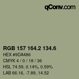 カラーコード: RGB 157 164.2 134.6 | qconv.com