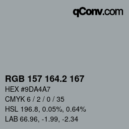 カラーコード: RGB 157 164.2 167 | qconv.com