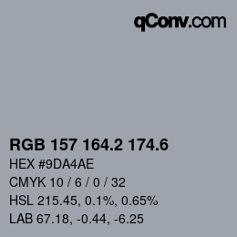 カラーコード: RGB 157 164.2 174.6 | qconv.com