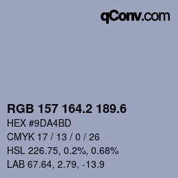 カラーコード: RGB 157 164.2 189.6 | qconv.com