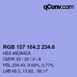 カラーコード: RGB 157 164.2 234.6 | qconv.com
