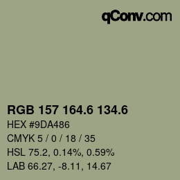 カラーコード: RGB 157 164.6 134.6 | qconv.com