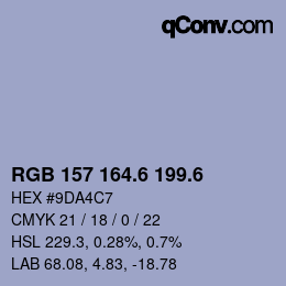 カラーコード: RGB 157 164.6 199.6 | qconv.com